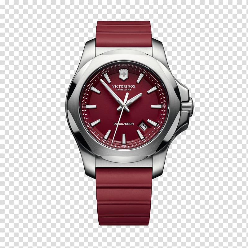 Victorinox Swiss made Stainless steel Quartz clock Watch, watch transparent background PNG clipart