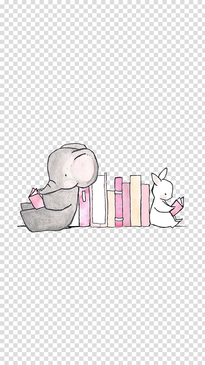 fresh and lovely cartoon elephant bunny book transparent background PNG clipart