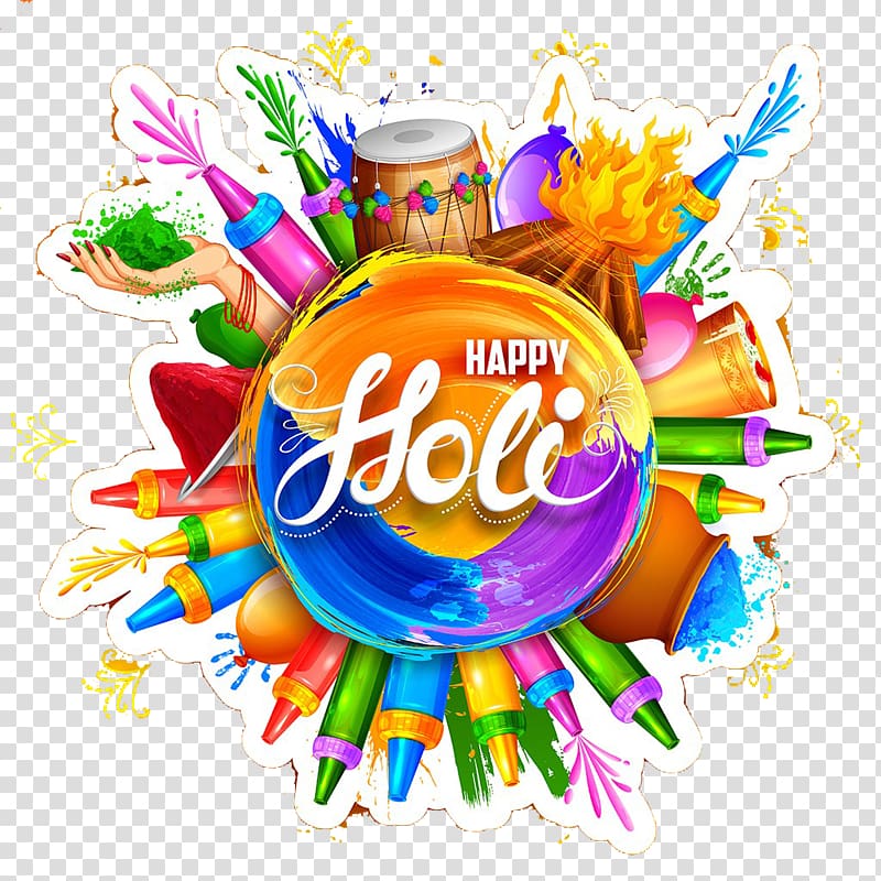 Happy Holi illustration, Holi Euclidean Illustration, Color ink splashing transparent background PNG clipart