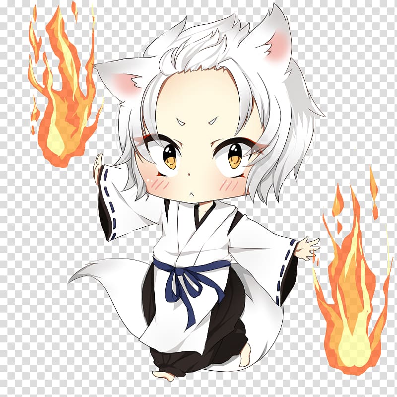 Nine-tailed fox Chibi Kitsune Demon Anime, Chibi transparent background PNG clipart