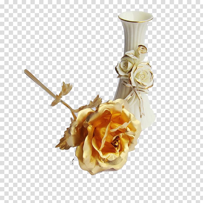 Beach rose Gold leaf Gift Flower, Golden Rose transparent background PNG clipart