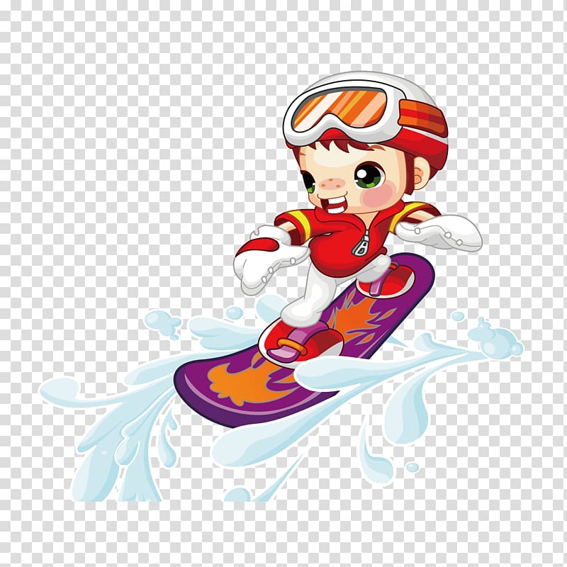 Cartoon Illustration, Surfing brave little boys transparent background PNG clipart