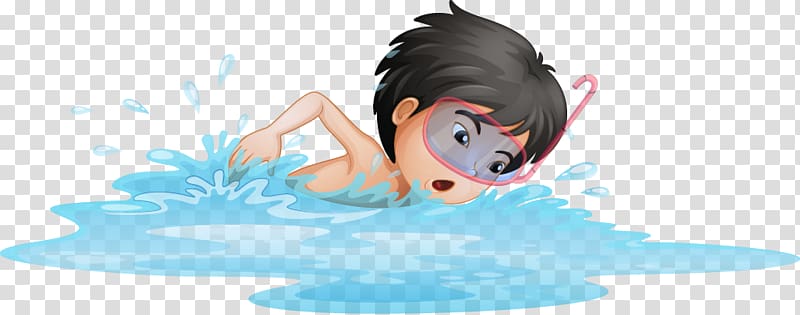 Swimming Child Animation Illustration, Cartoon children swimming transparent background PNG clipart
