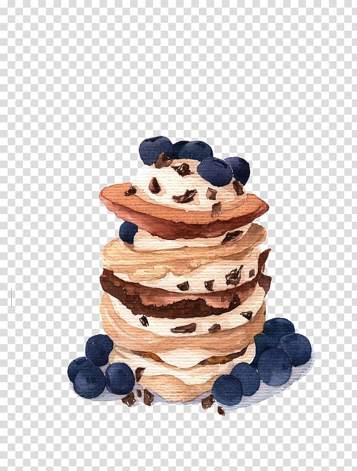 Blueberry pie Birthday cake Cream, Hand-painted Blueberry Cake transparent background PNG clipart