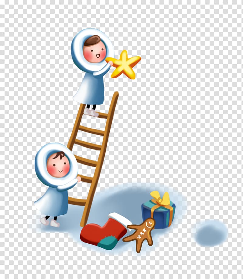 Child Christmastide Feed the Cute, Rope Puzzle Illustration, Cartoon christmas cute child climb stairs transparent background PNG clipart