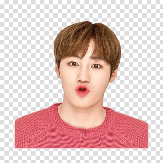 man wearing maroon top, Wanna One Ha Sungwoon Red Lipstick transparent background PNG clipart