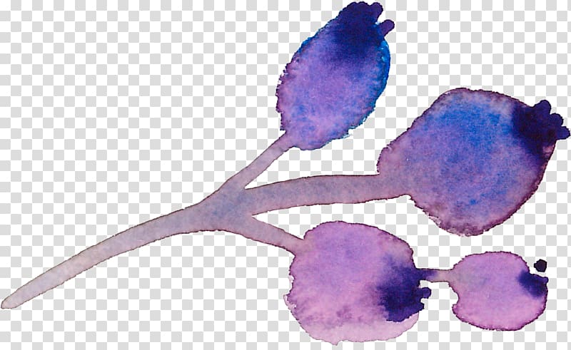 Flower Watercolor painting Gouache, Romantic purple berries gouache transparent background PNG clipart