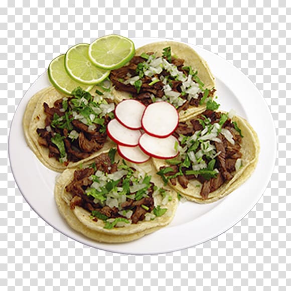four taco in white plate, Mexican cuisine Taco Al pastor Carne asada Asado, TACOS transparent background PNG clipart