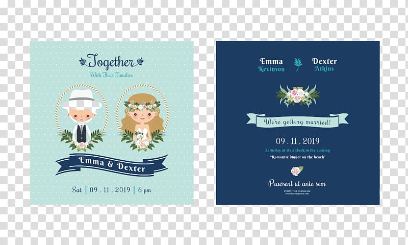 Wedding invitation Greeting card Bride Illustration, Exquisite cartoon wedding invitation design material transparent background PNG clipart
