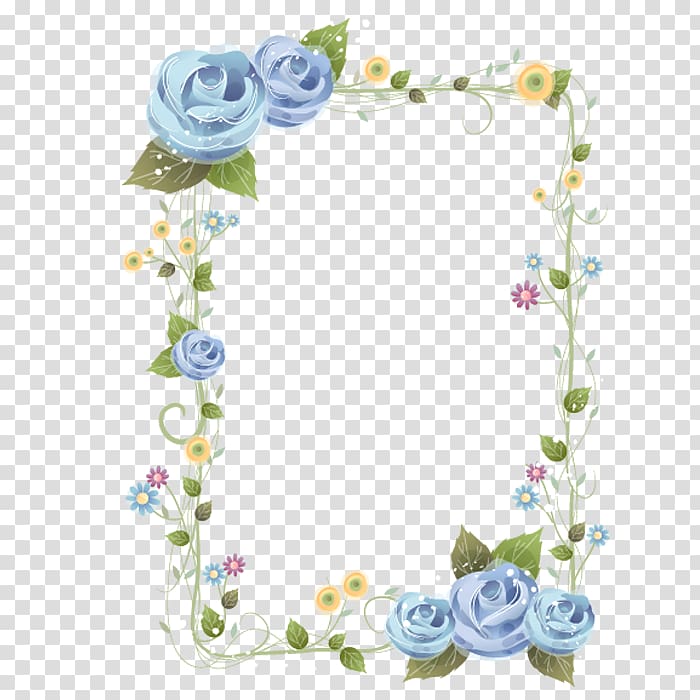 Blue rose Paper Frames, rose transparent background PNG clipart