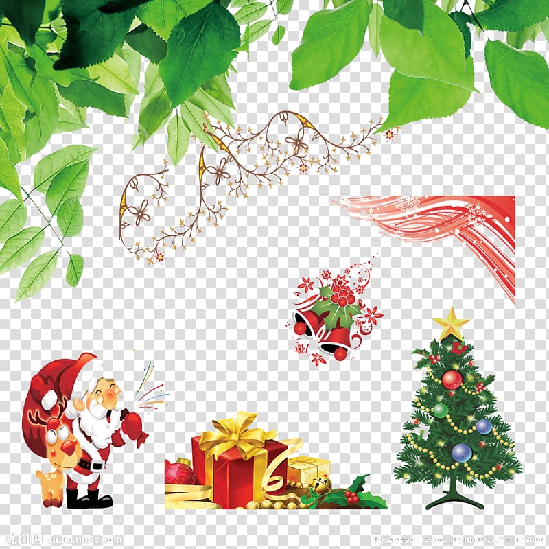 Christmas tree Christmas ornament Christmas gift Leaf, Free Christmas creative pull transparent background PNG clipart