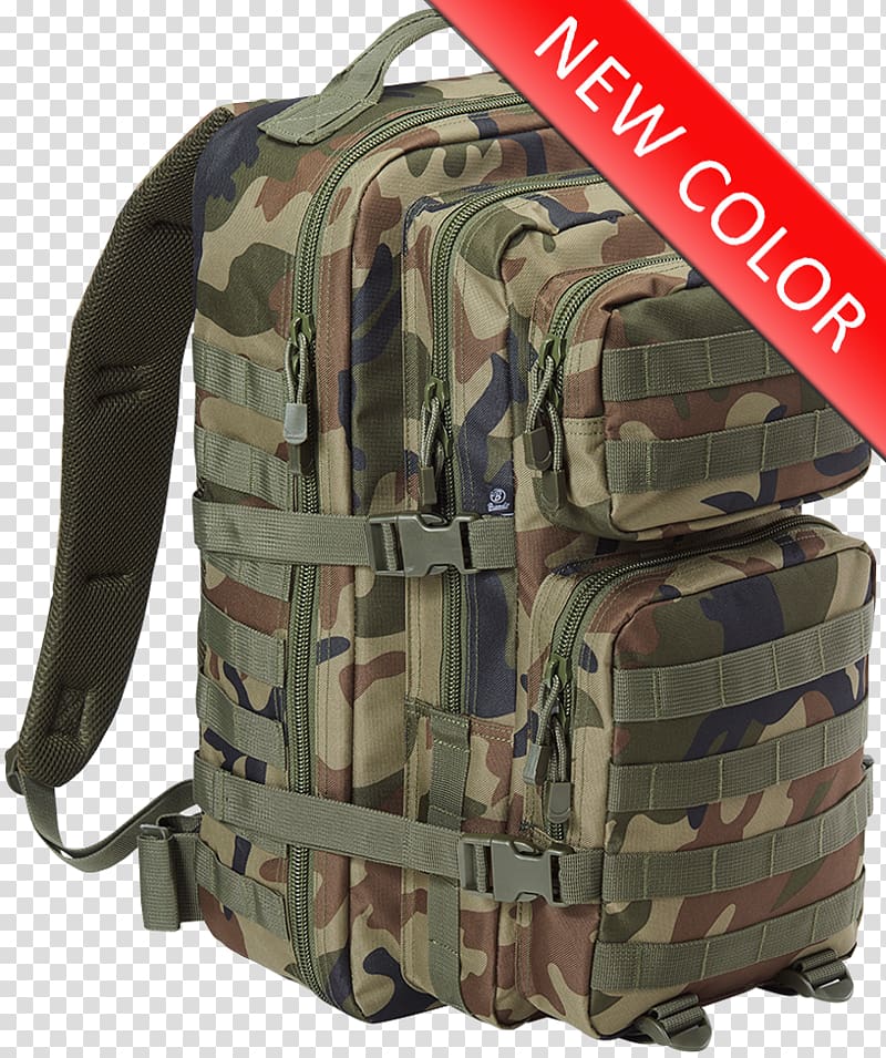 Backpack MOLLE Military Mil-Tec Assault Pack U.S. Woodland, backpack transparent background PNG clipart