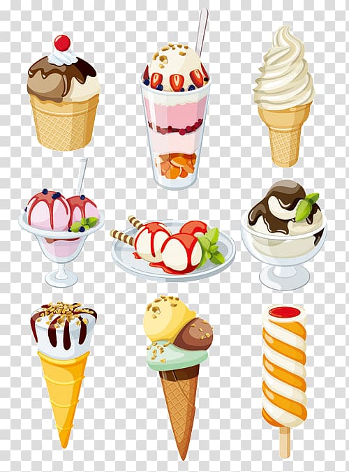 Ice cream cone Drawing Sundae Illustration, Ice cream and ice cream transparent background PNG clipart