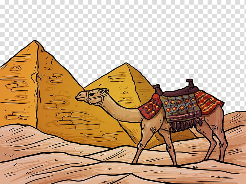 Great Sphinx of Giza Egyptian pyramids Great Pyramid of Giza Ancient Egypt Camel, Egyptian desert scenery transparent background PNG clipart