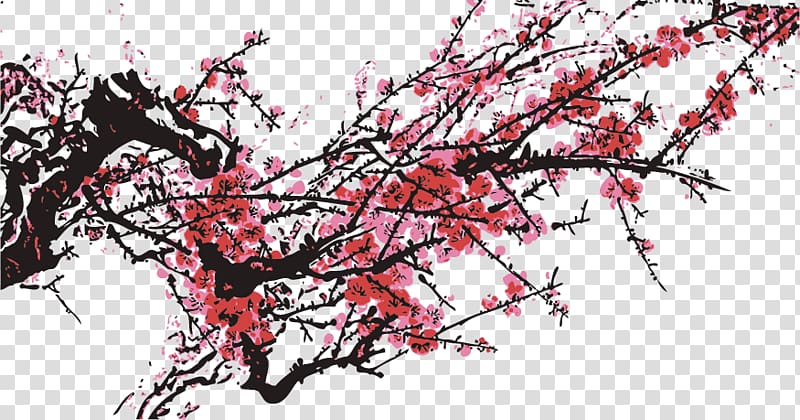Plum blossom Chinese painting, China wind flowers Sheng Kaimei FIG. transparent background PNG clipart