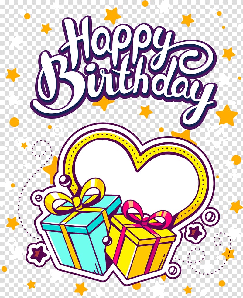 Happy Birthday text overlay, Birthday Gift Greeting card Illustration, birthday transparent background PNG clipart