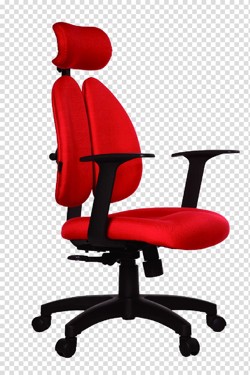 Office chair Swivel chair Auto racing Desk, Red computer chairs transparent background PNG clipart