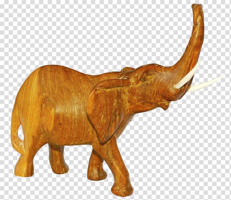 Wood African elephant Indian elephant Carving, wood transparent background PNG clipart