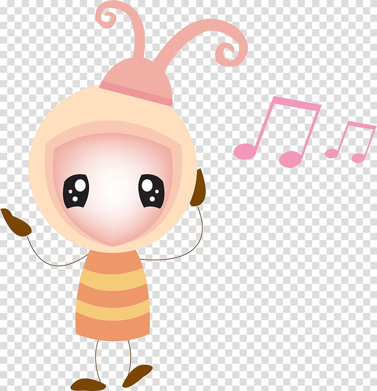 Illustration, painted cute little bee transparent background PNG clipart