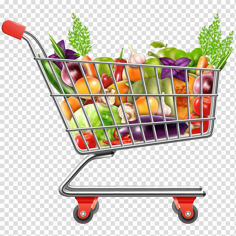 Shopping cart, vegetables transparent background PNG clipart
