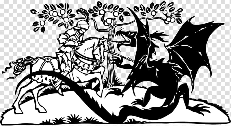 Saint George and the Dragon , paper-cut dragon transparent background PNG clipart