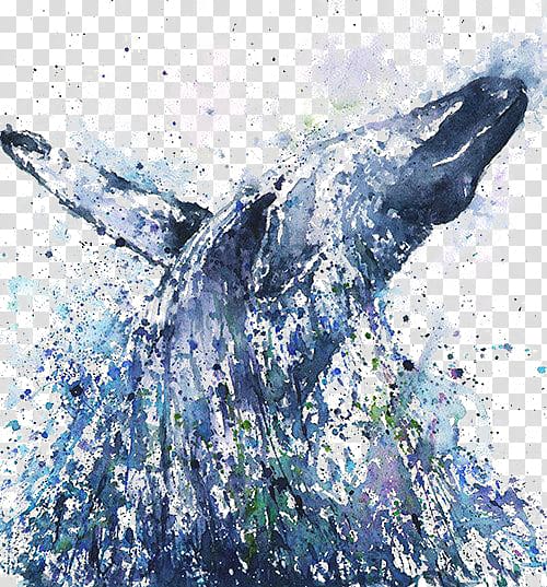 humpback whale abstract illustration, Watercolor painting Humpback whale Killer whale, whale transparent background PNG clipart