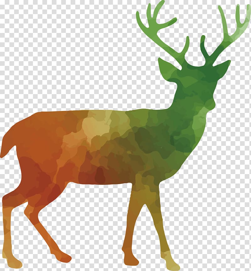 White-tailed deer Red deer Reindeer , Colorful animal silhouettes set transparent background PNG clipart