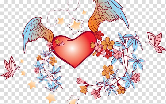 Valentines Day, Flying flowers love material transparent background PNG clipart