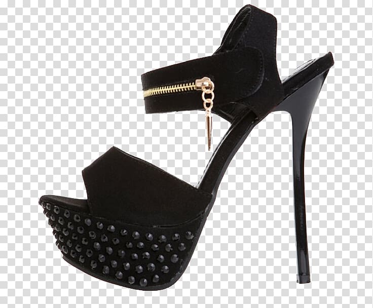 Black High-heeled footwear Sandal Dress Shoe, Black sandals transparent background PNG clipart