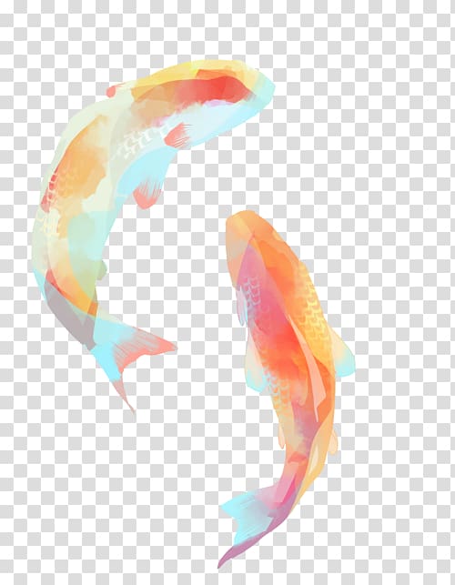 two orange fish illustration, Koi Carassius auratus Watercolor painting Fish Drawing, Fish pattern transparent background PNG clipart
