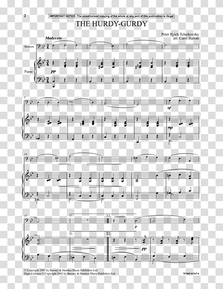 Sheet Music Sicilienne, Op. 78 (arr. for flute and harp) Accompaniment, hurdy gurdy transparent background PNG clipart