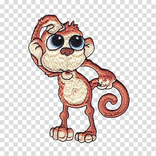 Machine embroidery Monkey Pattern, Monkey Creative Embroidery transparent background PNG clipart