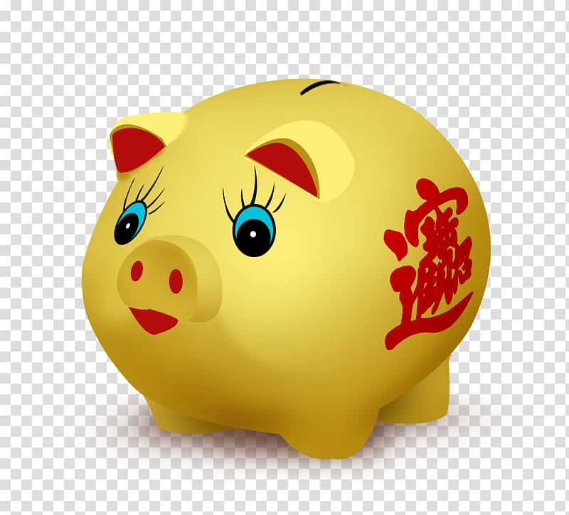 Domestic pig Piggy bank Saving, Golden Pig transparent background PNG clipart