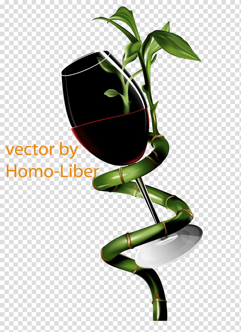 Cup, Lucky Bamboo with red wine glass transparent background PNG clipart