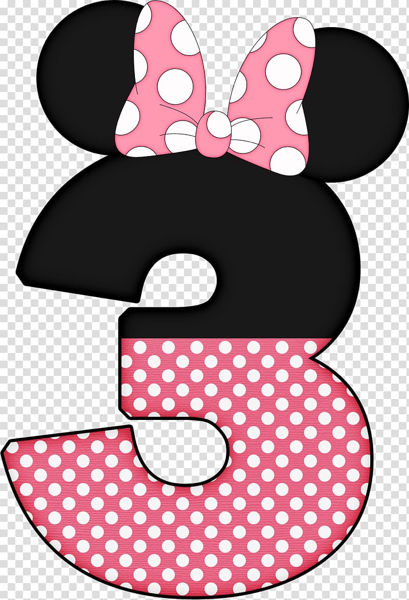Black and red Minnie Mouse themed 3 number illustration, Minnie ...