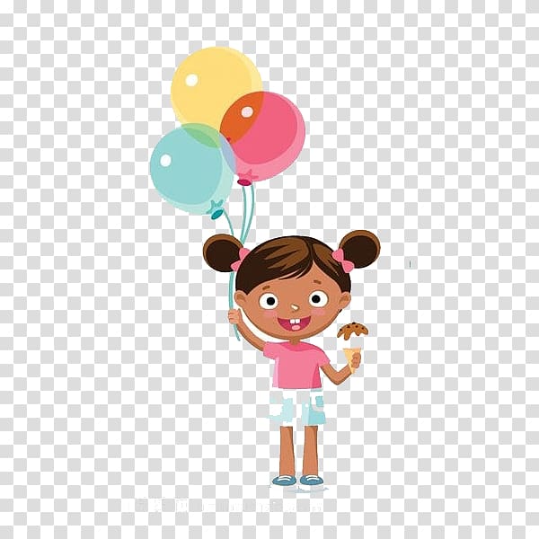 Child Dream Illustration, The little girl standing with the balloon transparent background PNG clipart