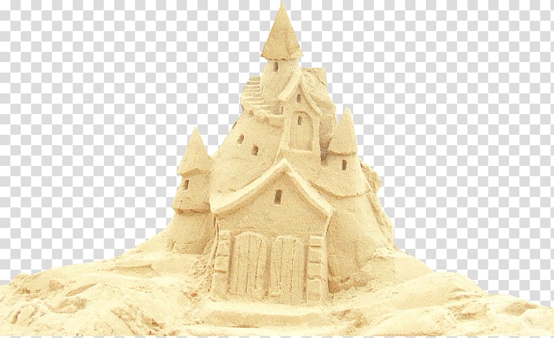 Sand art and play Beach, Sand castle transparent background PNG clipart