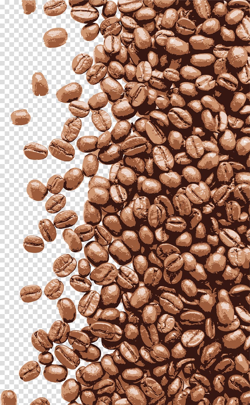 brown coffee bean lot, Coffee Latte Cappuccino Espresso Cafe, Hand painted brown coffee beans transparent background PNG clipart