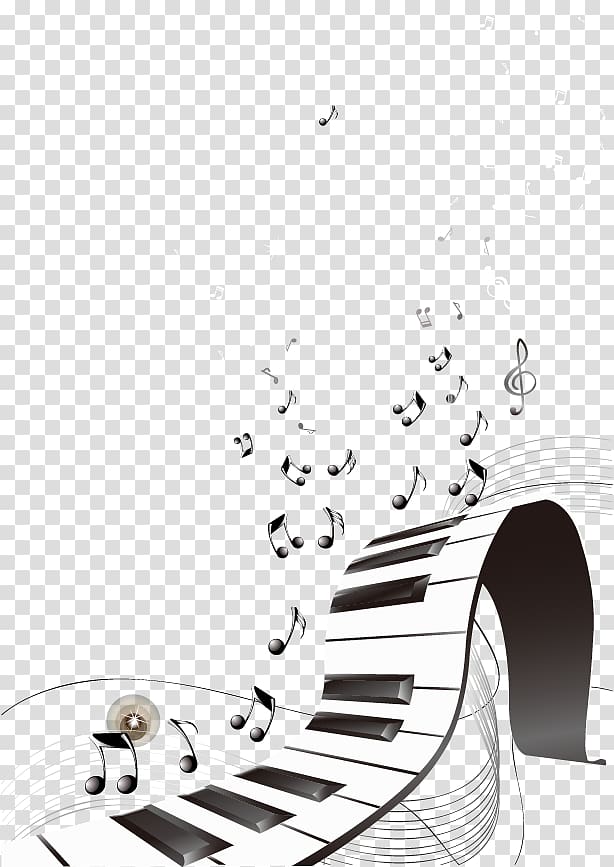 white and black piano keys illustration, Piano Poster Musical note, Hand-painted piano transparent background PNG clipart