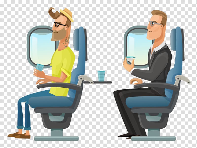 Airplane Passenger , Cartoon person sitting on the chair transparent background PNG clipart