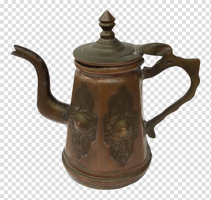 Kettle Bedside Tables Coffeemaker Copper Brass, antique transparent background PNG clipart