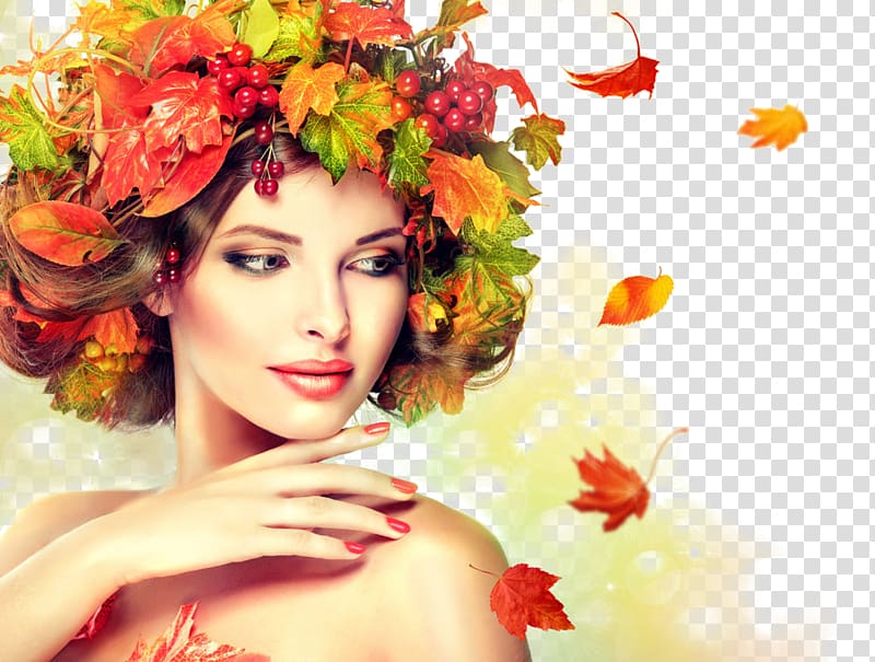 woman illustration, Beautiful girl hat leaves transparent background PNG clipart
