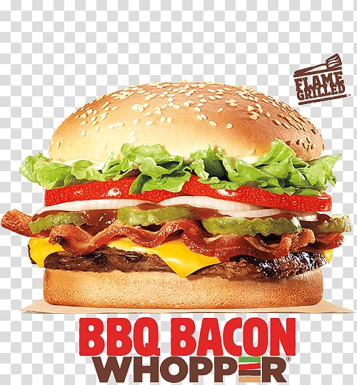 Whopper Hamburger Cheeseburger Barbecue Veggie burger, burger king transparent background PNG clipart