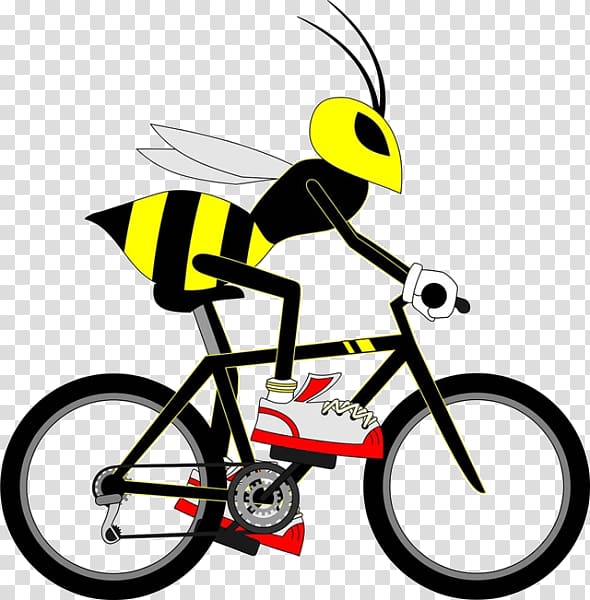 Trek Bicycle Corporation Electric bicycle Crankset Tire, Cartoon bees riding a bike transparent background PNG clipart
