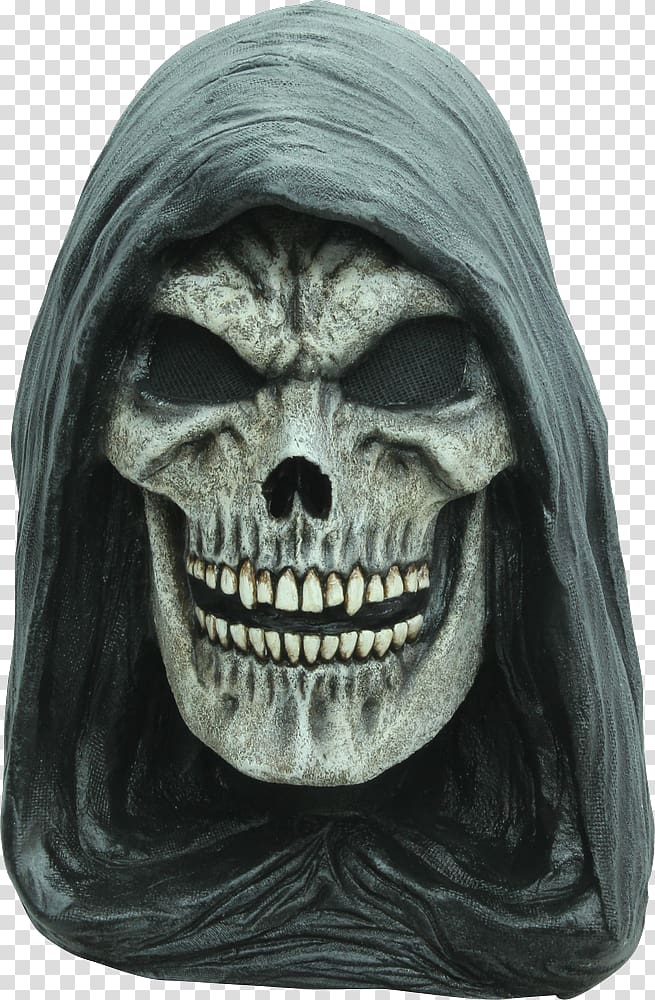 Death Latex mask Halloween costume Hood, Skull mask transparent background PNG clipart