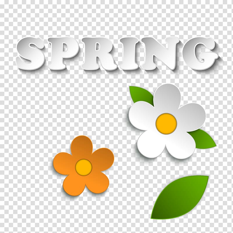, Spring new flower stickers three, dimensional word transparent background PNG clipart