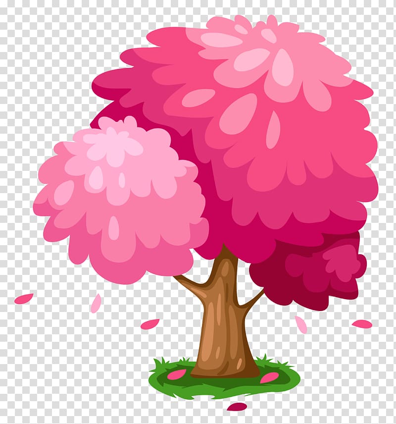Tree Drawing Graphics , Cute Pink Spring Tree , pink leafed tree illustration transparent background PNG clipart