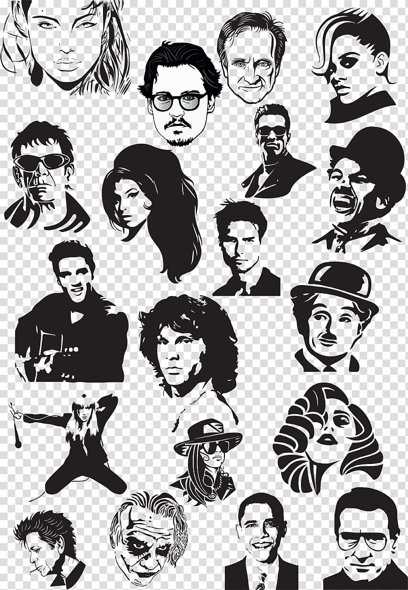 Black and white graphics Illustration Celebrity , celebrates transparent background PNG clipart