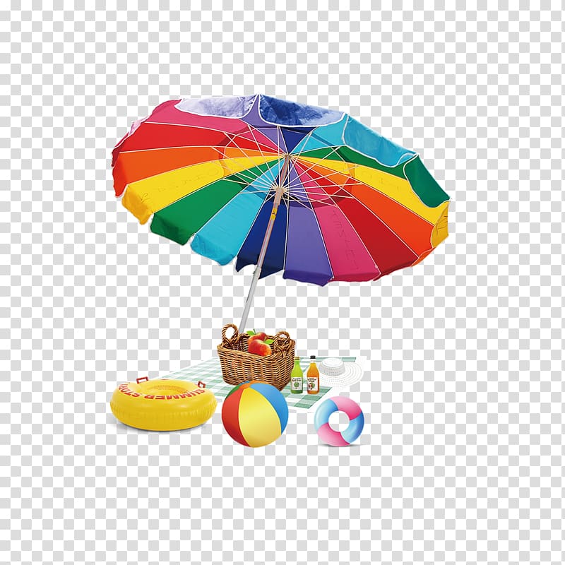 Beach Summer Illustration, Parasol transparent background PNG clipart