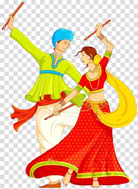 man and woman dancing graphic illustration, Garba Dandiya Raas Dance , others transparent background PNG clipart